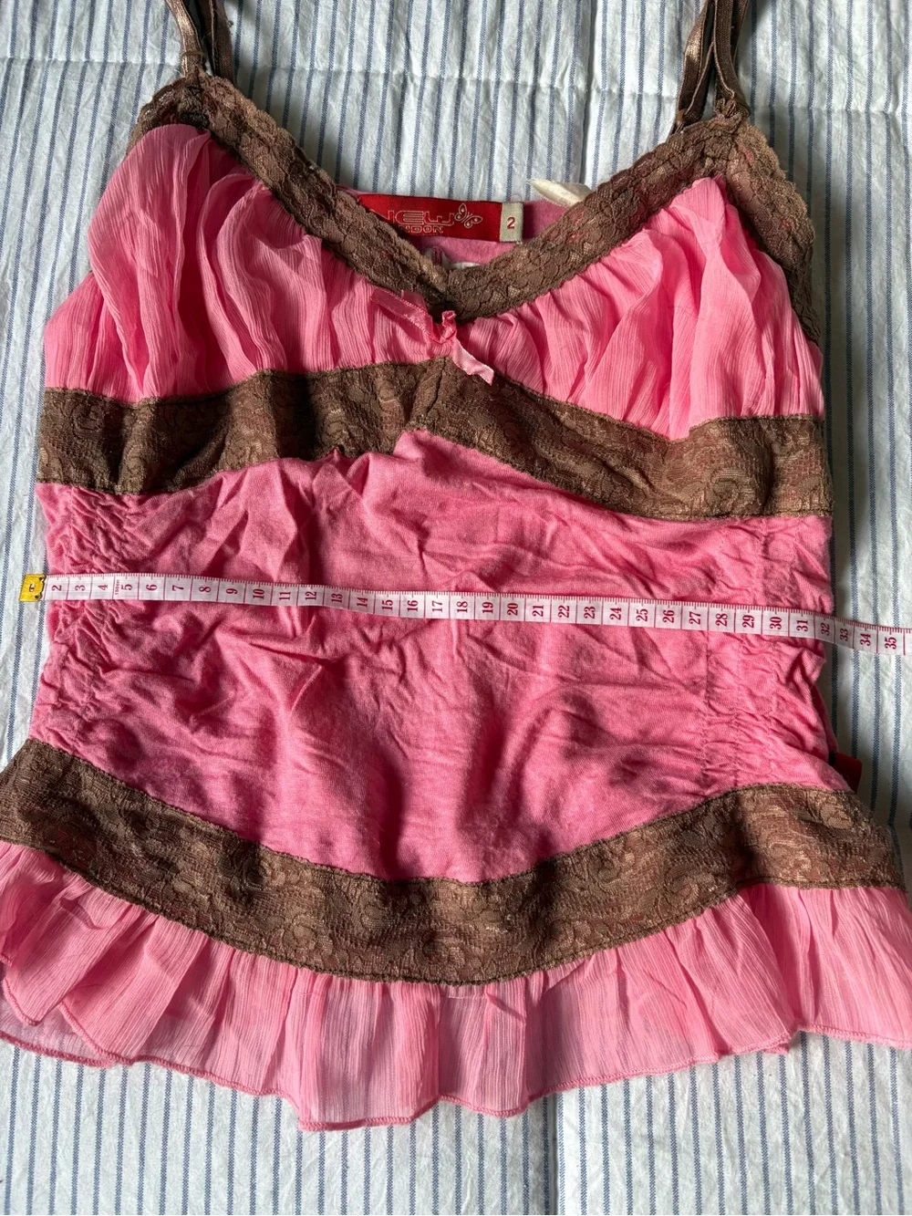 Pink and Brown Lace Trim Cami Tank - Picture 5 of 6
